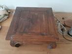 Bijzettafel, oosterse opiumtafel. Bruin, massief teakhout, b, 45 tot 60 cm, Minder dan 55 cm, Gebruikt, Vierkant