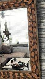 Houten Spiegel met Rustieke Rand, 100 tot 150 cm, Ophalen of Verzenden, Zo goed als nieuw, 100 tot 125 cm