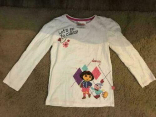 Wit shirt met Dora & Boots in maat 122, Kinderen en Baby's, Kinderkleding | Maat 122, Nieuw, Meisje, Shirt of Longsleeve, Ophalen of Verzenden