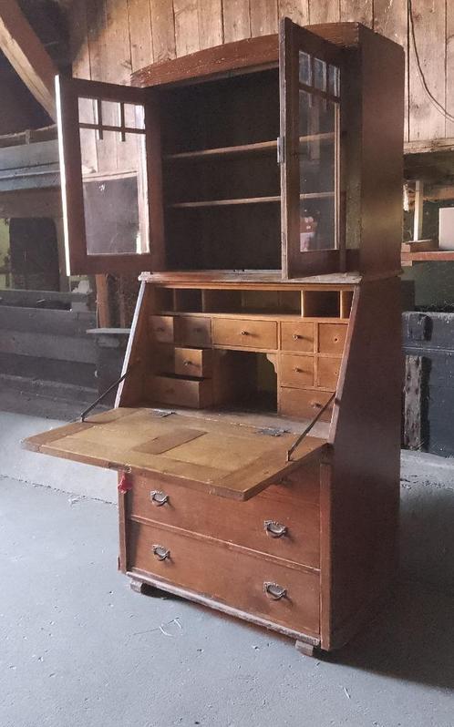 Antieke secretaire, klepkast, schrijf kast, servieskast, Antiek en Kunst, Antiek | Meubels | Kasten, Ophalen