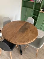 Tafel 120 rond + 4 stoelen, Huis en Inrichting, Tafels | Eettafels, Ophalen, Gebruikt, 100 tot 150 cm, Rond