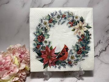 Knutsel servetten rode kardinaal vogel Kerst krans 693 beschikbaar voor biedingen