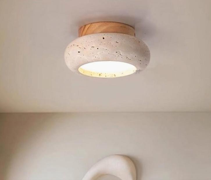 2 Nieuwe Travertin Plafondlampen, Huis en Inrichting, Lampen | Plafondlampen, Nieuw, Hout, Overige materialen, Ophalen of Verzenden