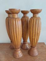 Pragtige hoge houten kandelaars, 4 stuks., Ophalen of Verzenden, Hout