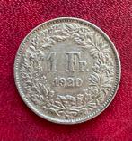 1 franc 1920 Zwitserland pr. zilver 5 gram 0.835, Postzegels en Munten, Munten | Europa | Niet-Euromunten, Ophalen of Verzenden
