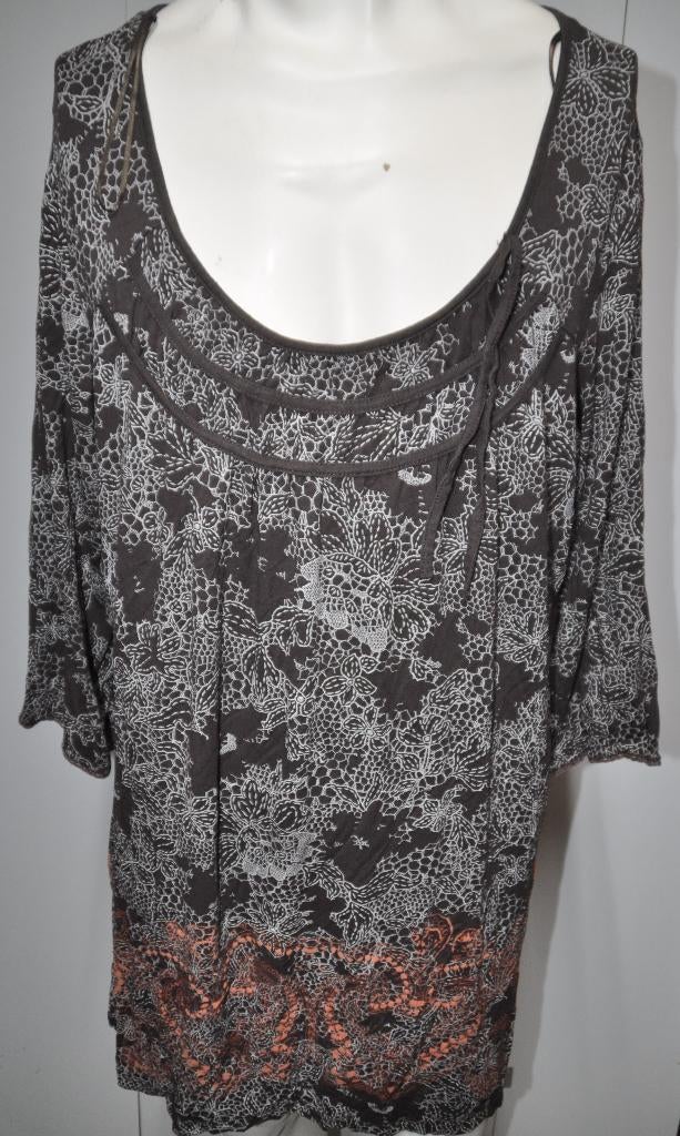 K16K Shirt bruin oranje Tinten maat 50, Bruin, Zo goed als nieuw, Miss Etam, Shirt of Top