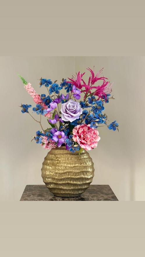 Luxe vaas met zijden bloemen, Huis en Inrichting, Woonaccessoires | Kunstplanten en Kunstbloemen, Nieuw, Ophalen of Verzenden