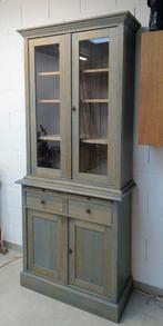 Massief eiken vitrinekast, Huis en Inrichting, Kasten | Vitrinekasten, Ophalen, Gebruikt, 200 cm of meer, Eikenhout