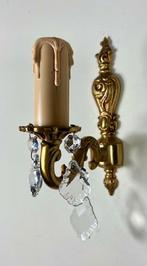 Vintage Frans bronzen wandlampje met kristallen glaspegels, Antiek en Kunst, Ophalen of Verzenden