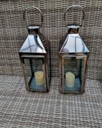 2 ROESTVRIJ STALEN WINDLICHTEN MET GLAZEN DEUR  60 CM, Ophalen, Metaal, 50 tot 75 cm