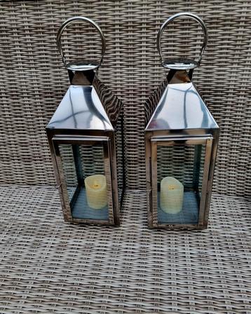 2 ROESTVRIJ STALEN WINDLICHTEN MET GLAZEN DEUR  60 CM  beschikbaar voor biedingen