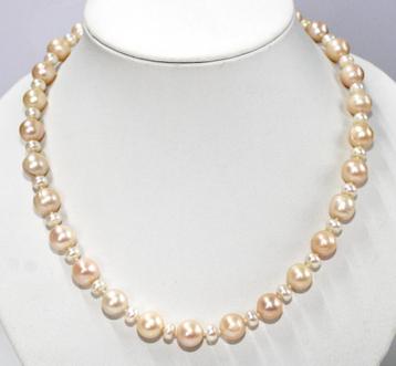 Schitterende Sterling Zilver Zoetwater Parel Ketting 47 CM   beschikbaar voor biedingen
