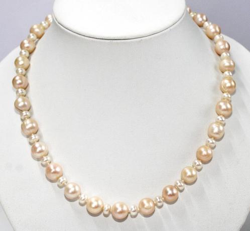 Schitterende Sterling Zilver Zoetwater Parel Ketting 47 CM, Sieraden, Tassen en Uiterlijk, Antieke sieraden, Ketting, Zilver, Met edelsteen