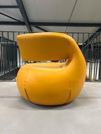 Leolux Gisa fauteuil mais geel Design draai stoel Leer, Leer, Ophalen of Verzenden, Zo goed als nieuw