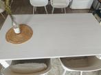 Stevige wit geverfde houten tafel., Huis en Inrichting, Tafels | Eettafels, Zo goed als nieuw, Vijf personen of meer, Rechthoekig