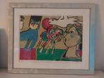 Corneille Litho - L'autour du chat bleu - Ingelijst, Antiek en Kunst, Kunst | Litho's en Zeefdrukken, Ophalen of Verzenden