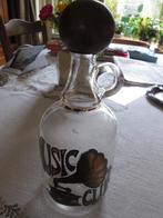 Aparte Glazen stolpfles ,tekst Music Club Vintage , 1 liter, Antiek en Kunst, Antiek | Glas en Kristal, Ophalen