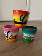 Bloempotjes kleurrijk met woestijn afbeeldingen, Rond, Ophalen of Verzenden, Aardewerk, Binnen