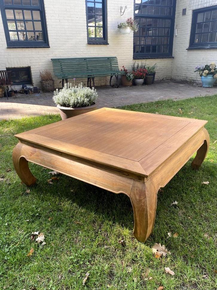 Grote teakhouten salontafel / opiumtafel – oosters design, Huis en Inrichting, Tafels | Salontafels, Minder dan 50 cm, 50 tot 100 cm