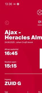 Ajax heracles 145 euro (2 stuks), Tickets en Kaartjes, Seizoenskaart, Twee personen, Augustus