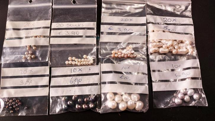Parels, gekweekte zoetwaterparels in diverse zakjes 100 st, Sieraden, Tassen en Uiterlijk, Kettingen, Zo goed als nieuw, Overige materialen