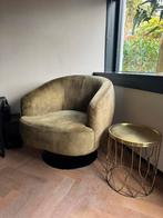 Groene Velvet Draaifauteuil, Huis en Inrichting, Fauteuils, Ophalen, 75 tot 100 cm, Zo goed als nieuw, 75 tot 100 cm