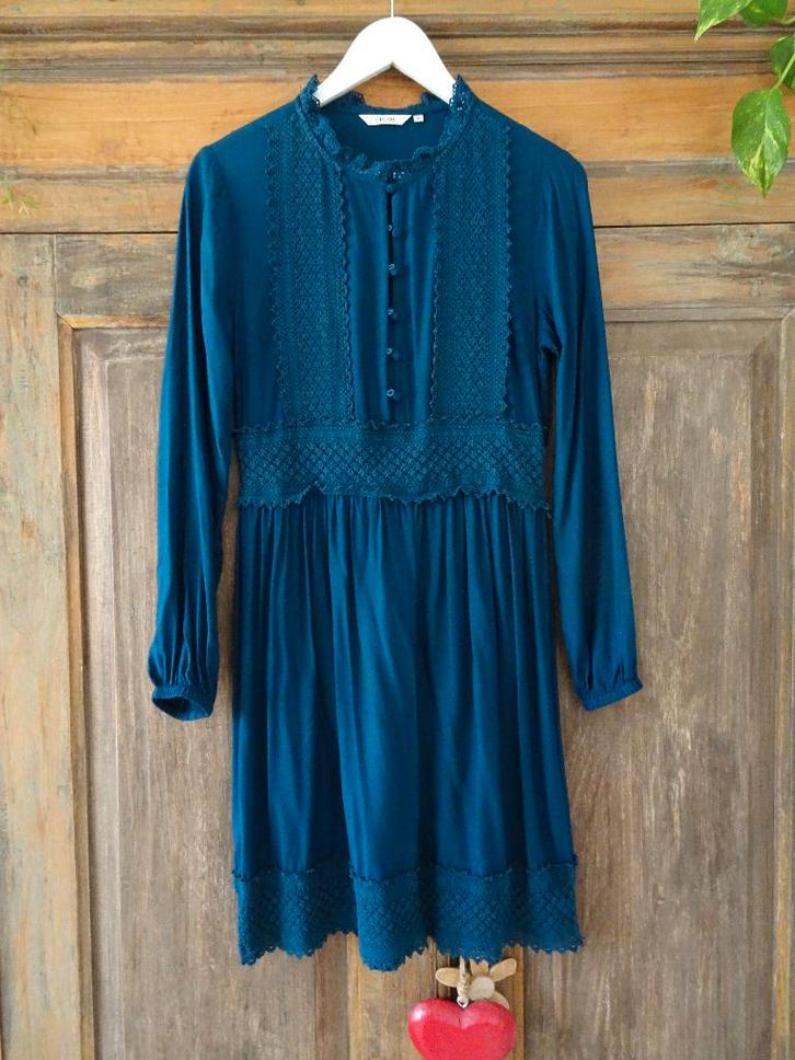 Petrol boho bohemian jurk van CREAM maat 36, Kleding | Dames, Jurken, Zo goed als nieuw, Maat 36 (S), Blauw, Onder de knie, Ophalen of Verzenden