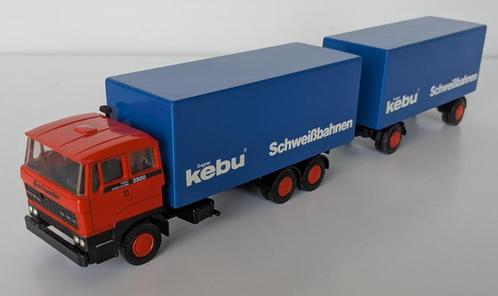 Lion Car DAF / FAS 3300 DKX  / Kebu combinatie., Hobby en Vrije tijd, Modelauto's | 1:50, Zo goed als nieuw, Bus of Vrachtwagen