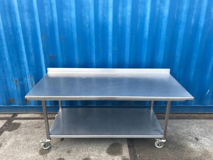 RVS kwaliteit bakkers werktafel op zwenkwielen, Doe-het-zelf en Verbouw, Werkbanken, Zo goed als nieuw, Ophalen