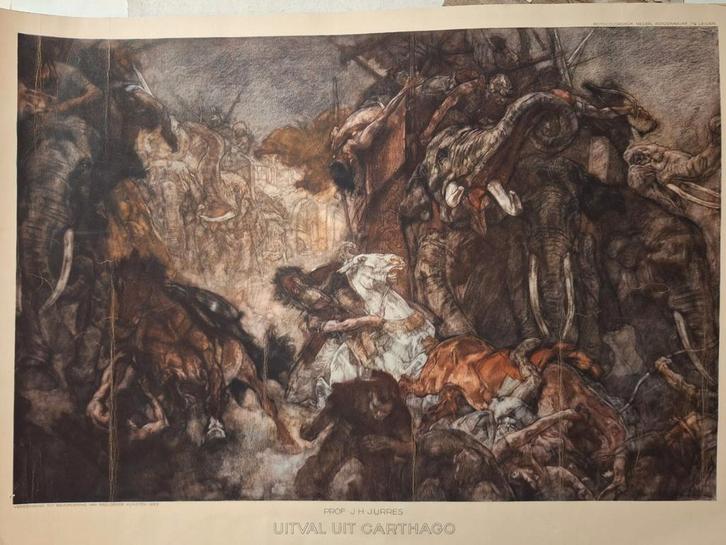 Rotocolour Print van Jurres carthago, Antiek en Kunst, Antiek | Schoolplaten, Overige thema's, Ophalen of Verzenden
