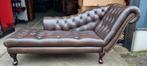 Nette Chesterfield chaise longue leer + BEZORGING GRATIS, Huis en Inrichting, Ophalen of Verzenden, Gebruikt, Leer, Chesterfield