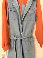 Jas - Denim look met roze lange trui, Kleding | Dames, Ophalen of Verzenden, Zo goed als nieuw, Maat 38/40 (M), Blauw