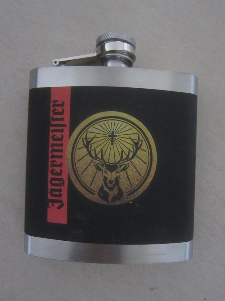 zakflesje platvink heupfles voor onderweg RVS jagermeister, Verzamelen, Glas en Borrelglaasjes, Zo goed als nieuw, Overige typen