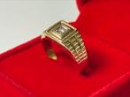 Gouden Rolex stijl ring met een natuurlijke diamant! 19,75mm, 19 tot 20, Heer, Ophalen of Verzenden, Met edelsteen