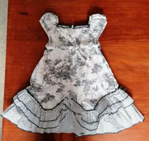 Kate Mack witte jurk zwarte bloemetjes + stipjes 86 nr 34636, Kinderen en Baby's, Babykleding | Maat 86, Zo goed als nieuw, Meisje