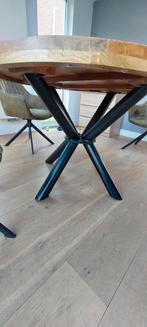 Te koop mooie ronde tafel mango hout, Ophalen, Rond, Zo goed als nieuw, 100 tot 150 cm
