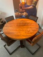 Eethoek Ronde Tafel + 4 Stoelen ( en meer ), Ophalen, Gebruikt, Bruin, Vier
