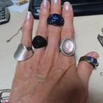 ringen 5 stuks, halfedelsteen, steentjes blauw, divers,zwart, Verzenden, Blauw, Overige materialen, Dame