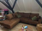 Bruine Hoekbank met Lounge, Huis en Inrichting, Banken | Bankstellen, Ophalen, 250 tot 300 cm, Gebruikt, 100 tot 125 cm
