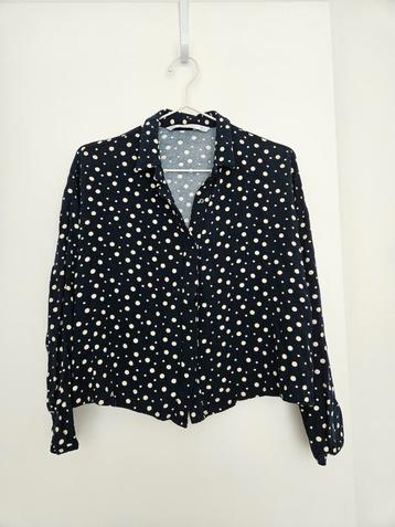 Zara - blouse navy met beige polkadot - maat S beschikbaar voor biedingen