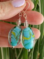 Lampwork Glas oorbellen met verzilverde oorhaakjes #20455, Sieraden, Tassen en Uiterlijk, Oorbellen, Hangers, Overige kleuren