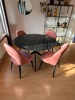 Marmeren tafel en stoelen westwing, Ophalen, Zo goed als nieuw, Rechthoekig, 100 tot 150 cm