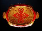 Italiaans dienblad serveerblad oranje met goud, Antiek en Kunst, Curiosa en Brocante, Ophalen of Verzenden