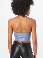 Hosbjerg crop top bustier krokodillen textuur imitatieleer, Maat 38/40 (M), Blauw, Hosbjerg, Nieuw