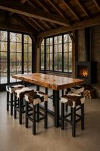 Handgemaakte barkruk met koeienhuid, Huis en Inrichting, Barkrukken, Ophalen of Verzenden