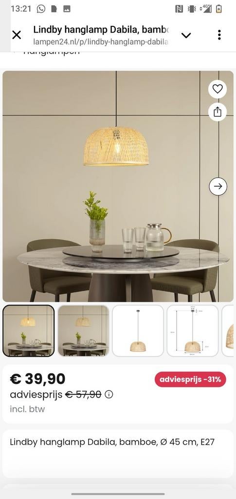 Hanglamp nieuw in doos, Huis en Inrichting, Lampen | Hanglampen, Ophalen, Nieuw, Minder dan 50 cm