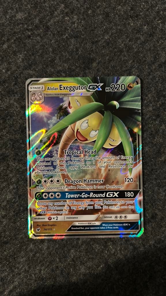 Alolan Exeggutor GX 74/111, Hobby en Vrije tijd, Verzamelkaartspellen | Pokémon, Ophalen of Verzenden, Zo goed als nieuw
