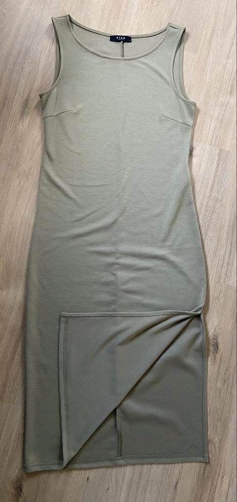 VILA Jurk - Olijfgroen - Maat S, Kleding | Dames, Jurken, Zo goed als nieuw, Maat 36 (S), Groen, Onder de knie, Ophalen of Verzenden