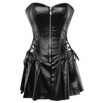 Zwarte kunstleren korset jurk leren sexy bustier S-6XL, Kleding | Dames, Jurken, Verzenden, Nieuw, Zwart, Boven de knie