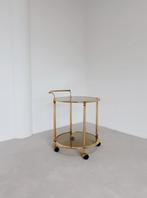 VINTAGE GOUDKLEURIGE SERVEERWAGEN | ROOKGLAS, Huis en Inrichting, Minder dan 55 cm, Gebruikt, -, -